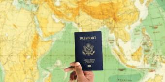 passport over a map