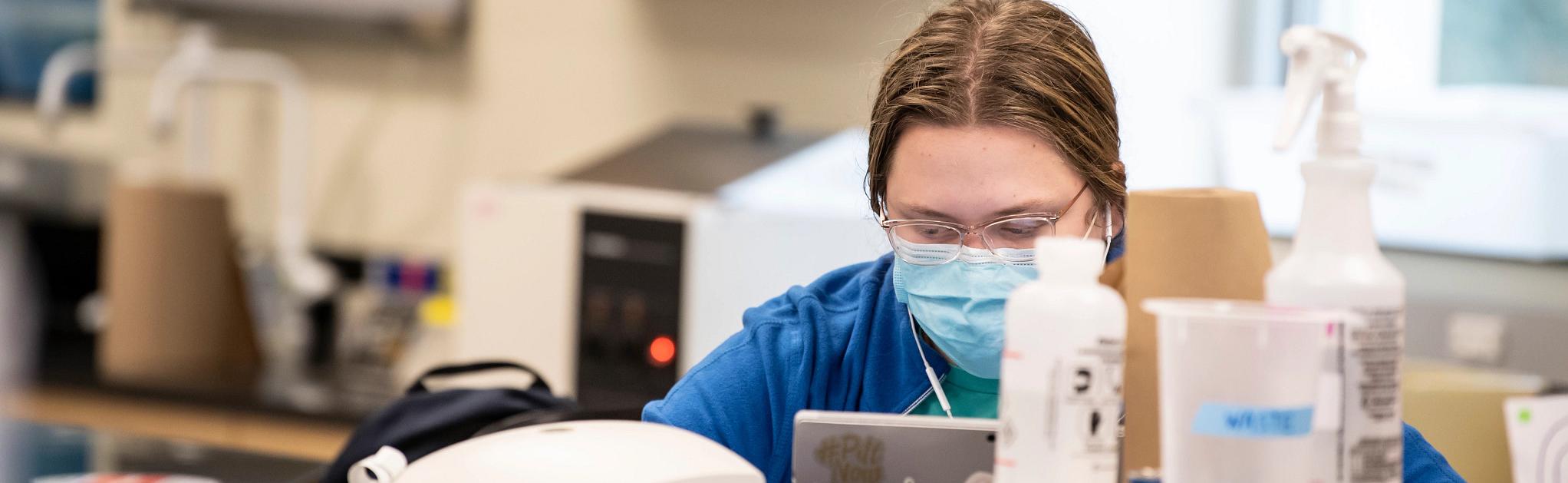 student working in lab